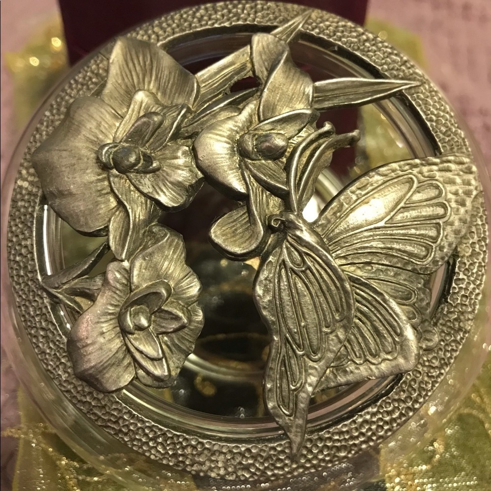 Vintage Pewter Lid of Butterfly with decor bowl